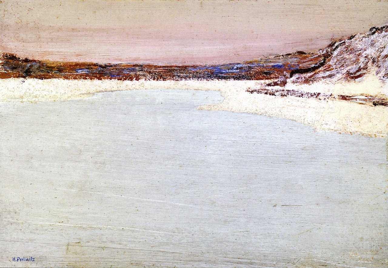Pond in Winter, Richmond Creek, Peconic, Long Island, vintage artwork by Henry Prellwitz, 12x8" (A4) Poster