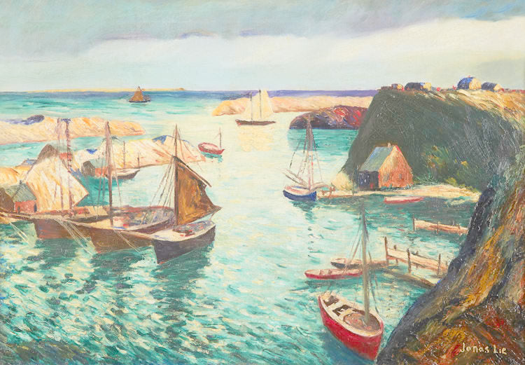 The Quiet Cove, vintage artwork by Jonas Lie, 12x8" (A4) Poster