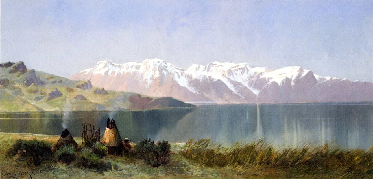 Indian Encampment, vintage artwork by Edwin Deakin, 12x8" (A4) Poster