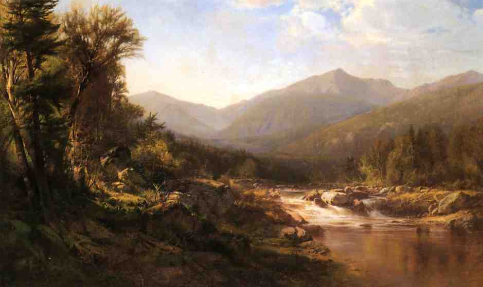 Landscape with Mountains and Stream, vintage artwork by Alexander Helwig Wyant, 12x8" (A4) Poster