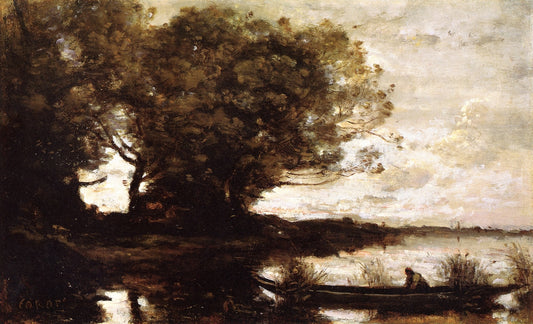 The Boatmen near Old Chestnut Trees, vintage artwork by Jean-Baptiste-Camille Corot, A3 (16x12") Poster Print