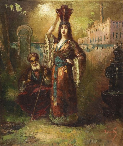 The Water Carrier, vintage artwork by Frederic Borgella, 12x8" (A4) Poster