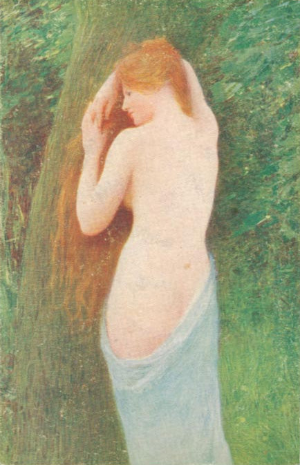 Nude against Tree, vintage artwork by Louis-Joseph-Raphael Collin, 12x8" (A4) Poster
