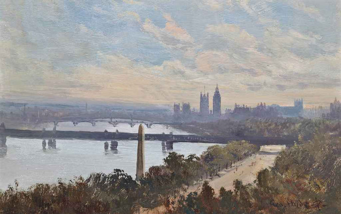 tra's Needle, with Westminster Beyond by George Hyde Pownall,16x12(A3) Poster