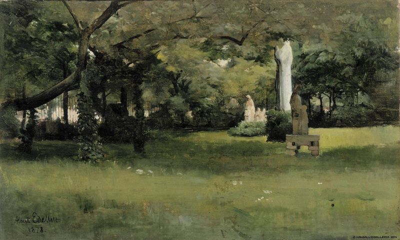 The Cluny Museum Garden in Paris, vintage artwork by Albert Edelfelt, 12x8" (A4) Poster
