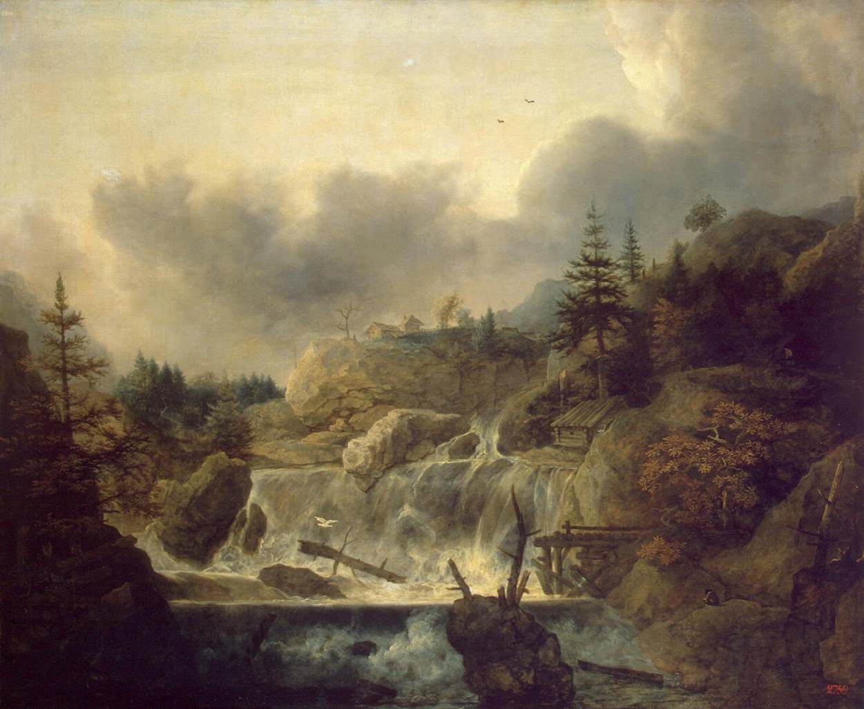 Scandinavian Landsape, vintage artwork by Allaert van Everdingen, 12x8" (A4) Poster