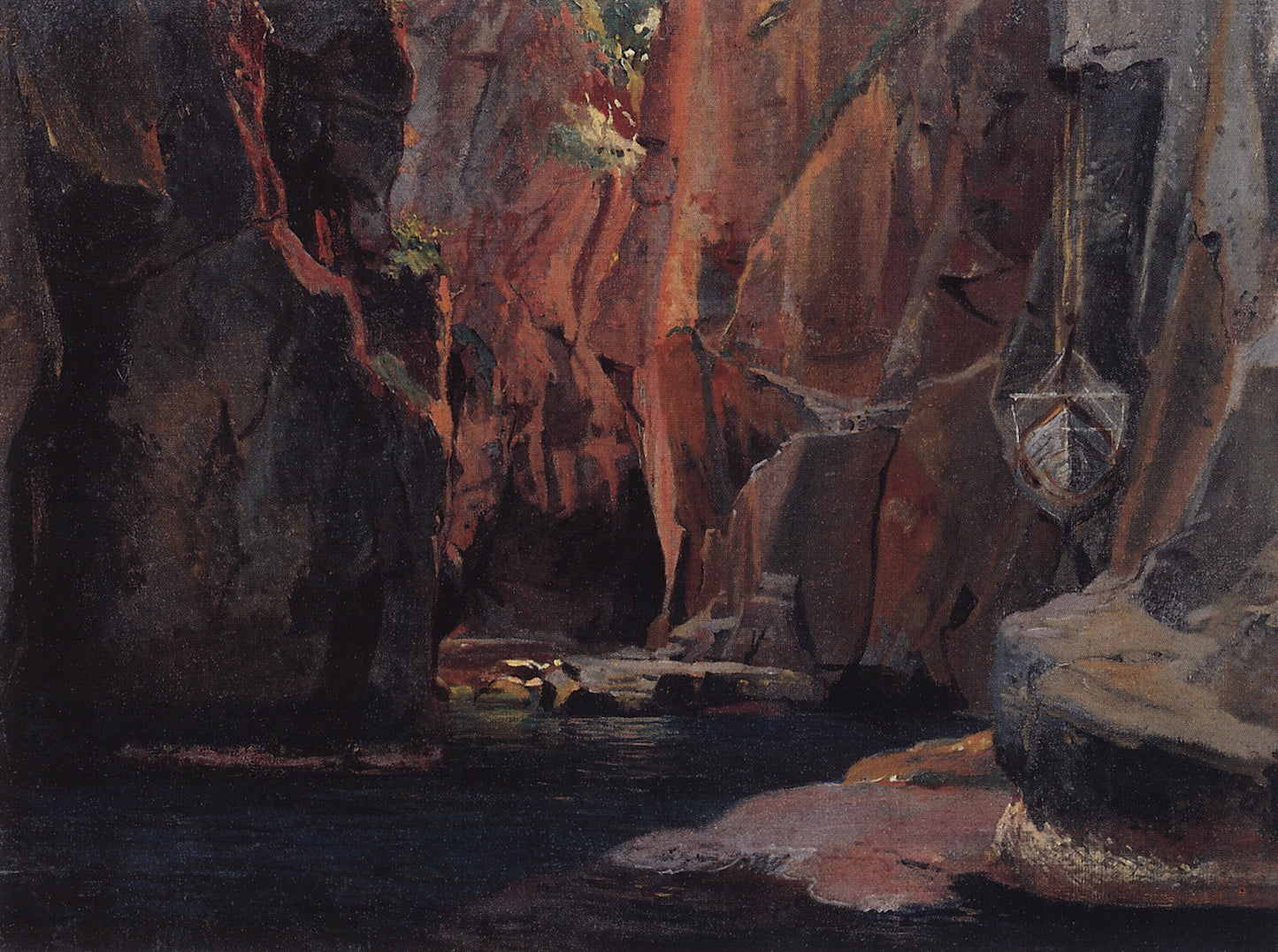 Mountain Gorge in Carrara, vintage artwork by Nikolai Nikolaevich Ge, 12x8" (A4) Poster