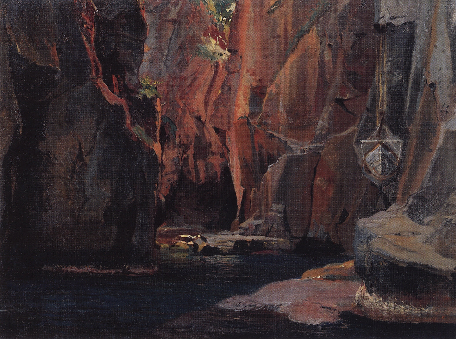 Mountain Gorge in Carrara, vintage artwork by Nikolai Nikolaevich Ge, 12x8" (A4) Poster