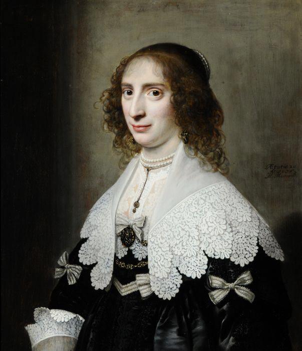 Vrou Johanna de Witt, vintage artwork by Michiel Jansz. van Mierevelt, 12x8" (A4) Poster
