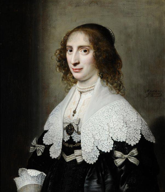 Vrou Johanna de Witt, vintage artwork by Michiel Jansz. van Mierevelt, 12x8" (A4) Poster