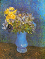 Bouquet of Flowers in a Blue Vase, vintage artwork by Vincent van Gogh, 12x8" (A4) Poster