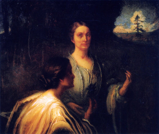 Anna Grainger Daingerfield and Unidentified Figure, vintage artwork by Elliott Daingerfield, 12x8" (A4) Poster