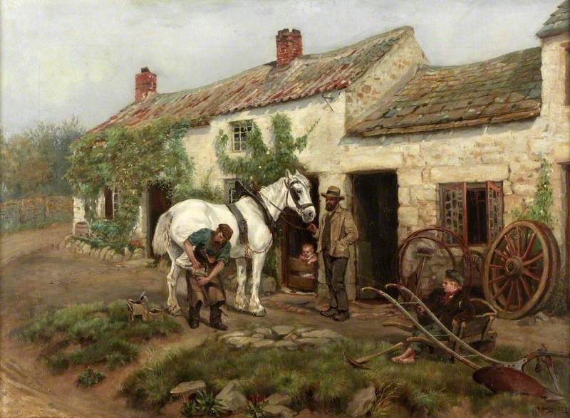 Smithy, Hexham, Bridge End, vintage artwork by Ralph Hedley, 12x8" (A4) Poster