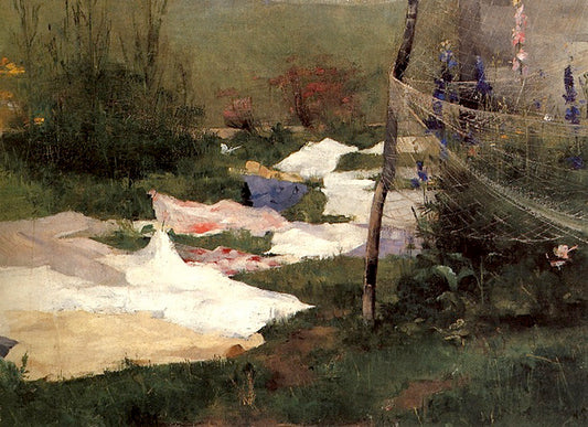 Drying Laundry, vintage artwork by Helene Schjerfbeck, 12x8" (A4) Poster