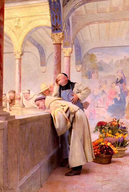 A Scandal, vintage artwork by Jehan-Georges Vibert, 12x8" (A4) Poster