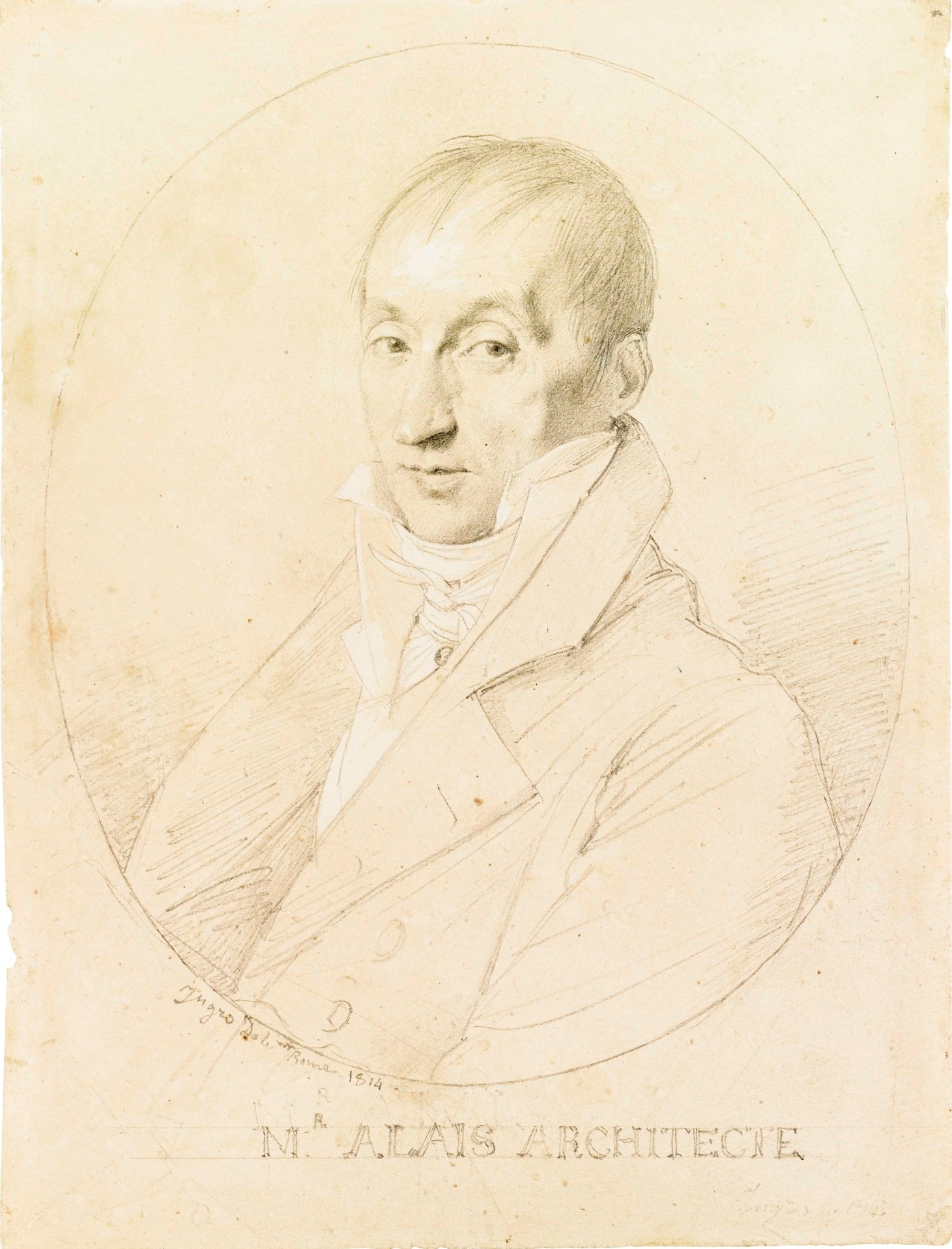 The Architect Guillaume Edouard Allais, vintage artwork by Jean-Auguste-Dominique Ingres, 12x8" (A4) Poster