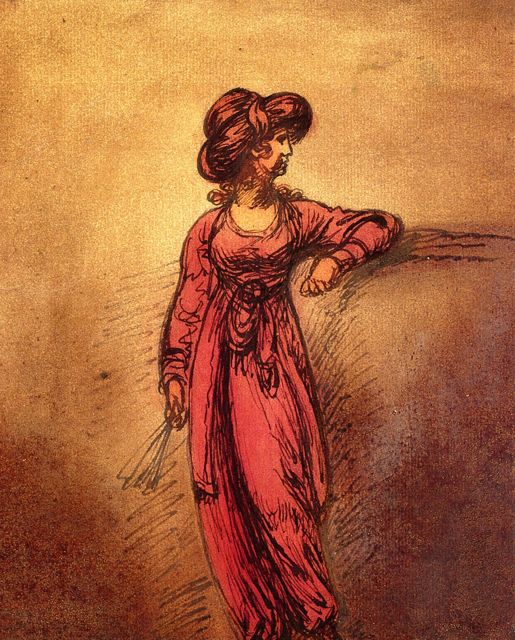 Lady in Waiting, vintage artwork by Mather Brown, 12x8" (A4) Poster