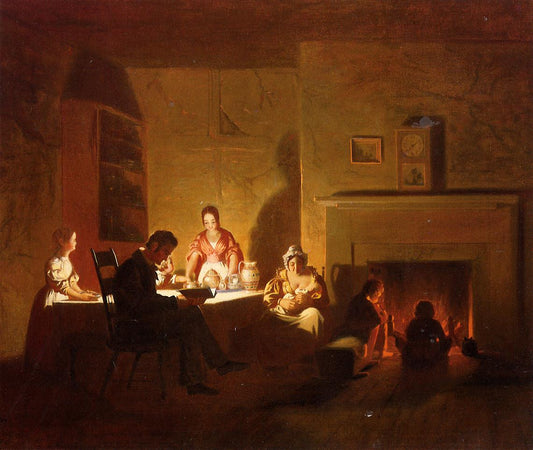 Family Life on the Frontier, vintage artwork by George Caleb Bingham, A3 (16x12") Poster Print