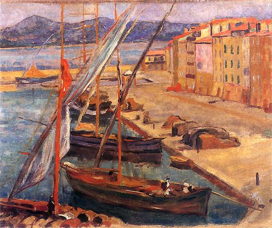 Port in Concarneau, vintage artwork by Jozef Pankiewicz, 12x8" (A4) Poster