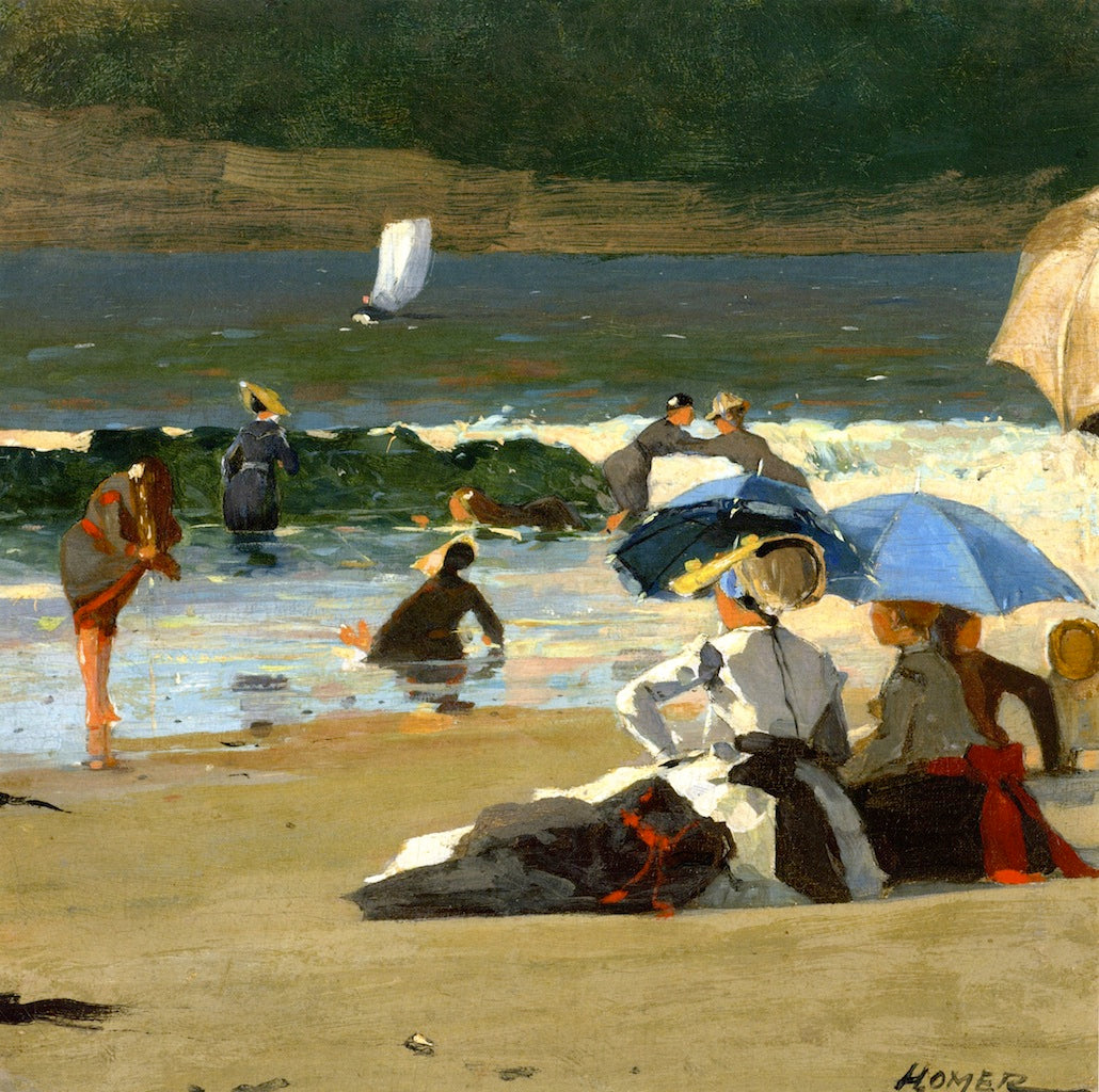 by  the Shore, vintage artwork by Winslow Homer, 12x8" (A4) Poster