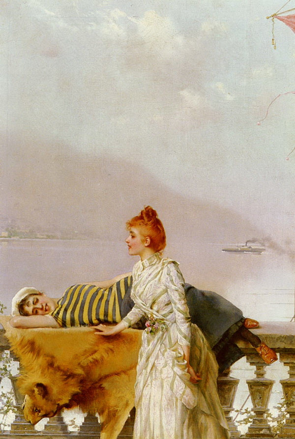 On The Balcony by Vittorio Matteo Corcos,A3(16x12