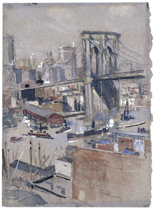Brooklyn Bridge, vintage artwork by Joseph Pennell, 12x8" (A4) Poster