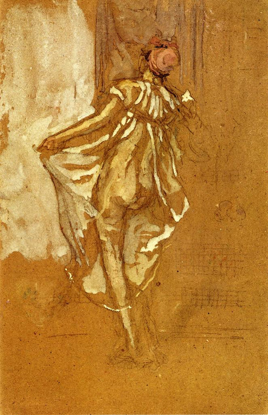 A Dancing Woman in a Pink Robe, Seen from the Back, vintage artwork by James Abbott McNeill Whistler, 12x8" (A4) Poster