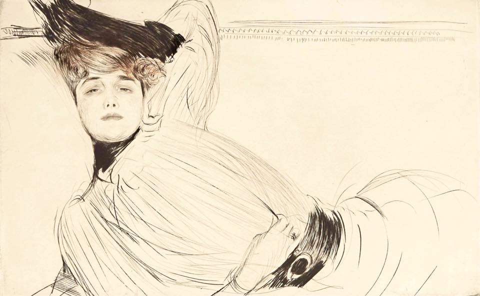 Portrait of Madame Cheruit, vintage artwork by Paul Cesar Helleu, 12x8" (A4) Poster