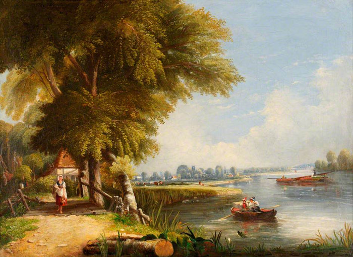 River Thames (possibly near Richmond), vintage artwork by British School 19th Century - Unknown, A3 (16x12