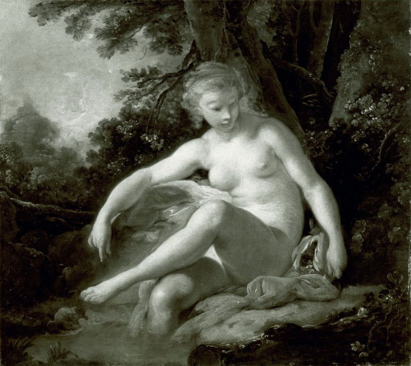 Bathing Nymph, vintage artwork by François Boucher, 12x8" (A4) Poster