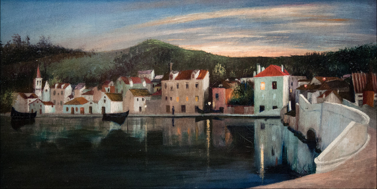 View of Trogir in the sunset, vintage artwork by Tivadar Csontvary Kosztka, 12x8" (A4) Poster