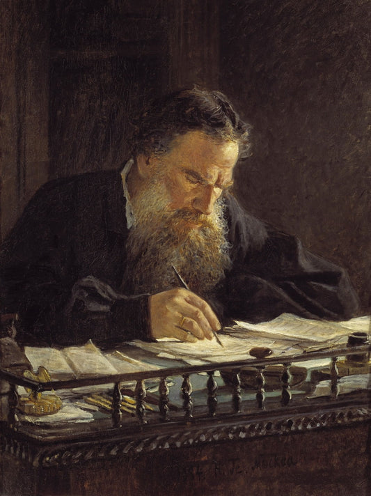 Portrait of Leo Tolstoi, vintage artwork by Nikolai Nikolaevich Ge, 12x8" (A4) Poster