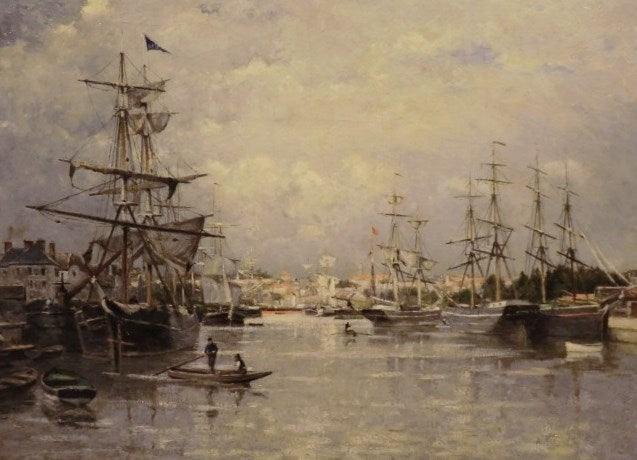 Le port de Caen, vintage artwork by Stanislas Lepine, 12x8" (A4) Poster