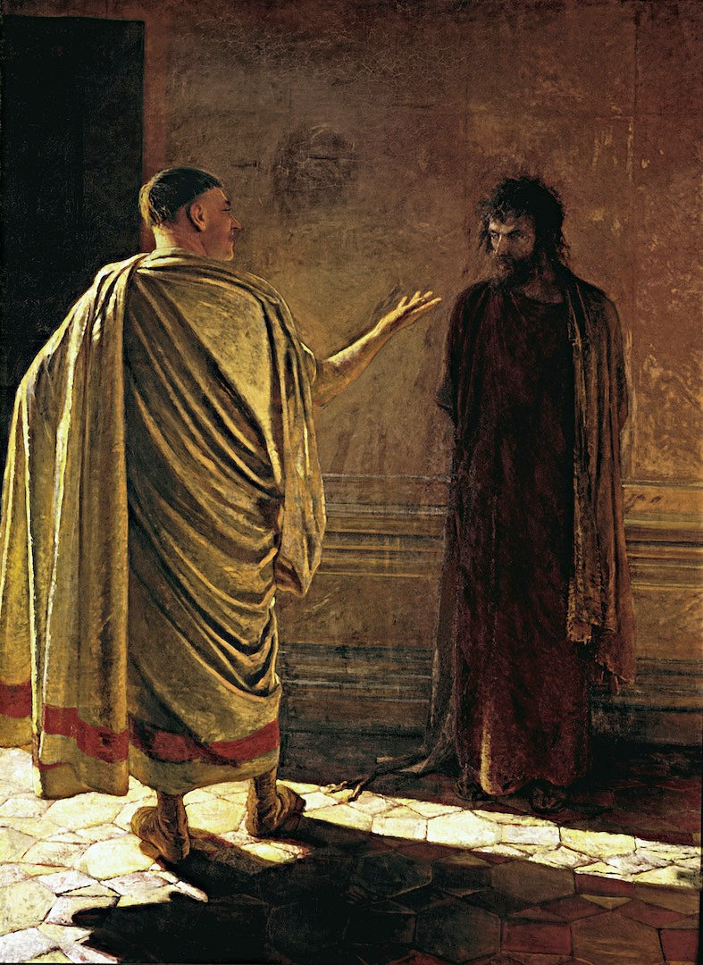 Christ and Pontius Pilate, vintage artwork by Nikolai Nikolaevich Ge, 12x8" (A4) Poster