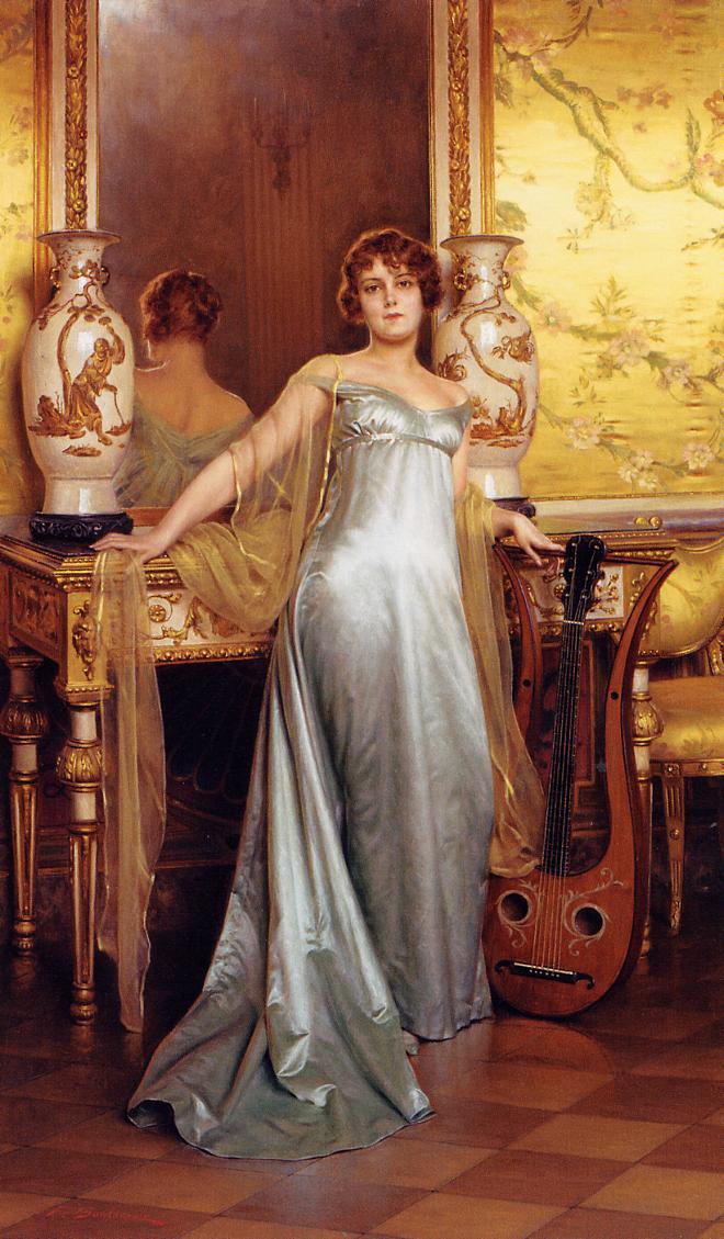 After the Concert, vintage artwork by Charles Joseph Frederick Soulacroix, 12x8" (A4) Poster