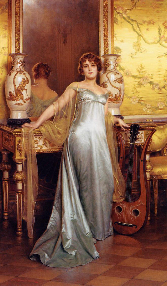 After the Concert, vintage artwork by Charles Joseph Frederick Soulacroix, 12x8" (A4) Poster