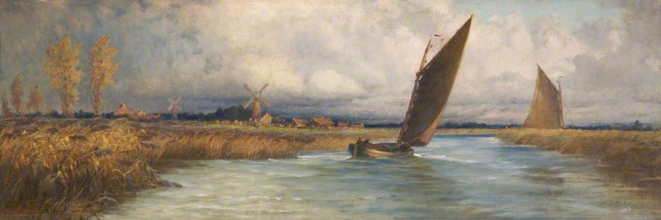 Sailing Barges, vintage artwork by Emily Mary Osborn, 12x8" (A4) Poster