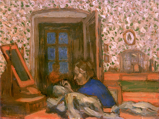 The Artist's Mother Sewing, vintage artwork by József Rippl-Rónai, 12x8" (A4) Poster