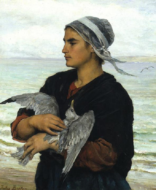 The Wounded Sea Gull, vintage artwork by Jules-Adolphe Breton, 12x8" (A4) Poster