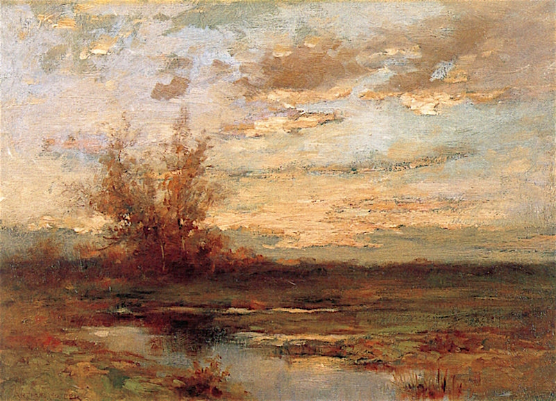 Marsh Sunset, vintage artwork by Arthur Hoeber, 12x8" (A4) Poster
