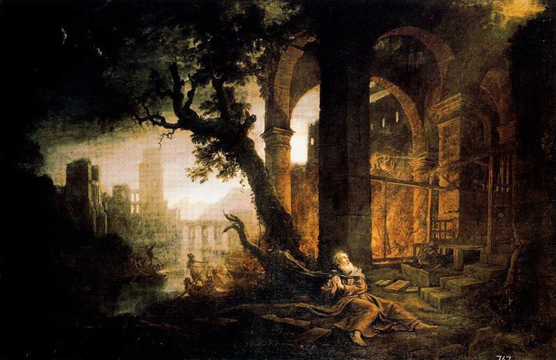 Landscape with the Temptation of St. Anthony, vintage artwork by Claude Lorrain, 12x8" (A4) Poster