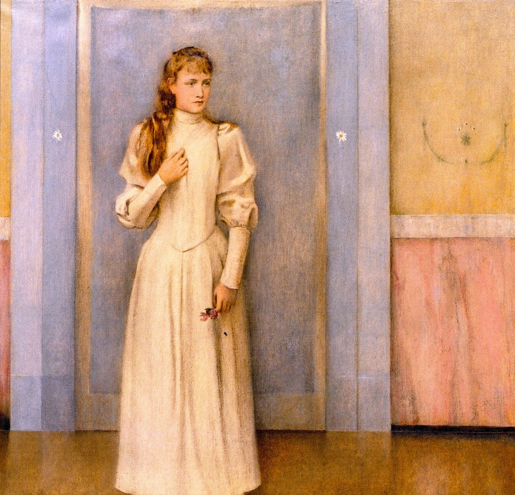 Posthumous Portrait of Marguerite Landuyt, vintage artwork by Fernand Khnopff, 12x8" (A4) Poster
