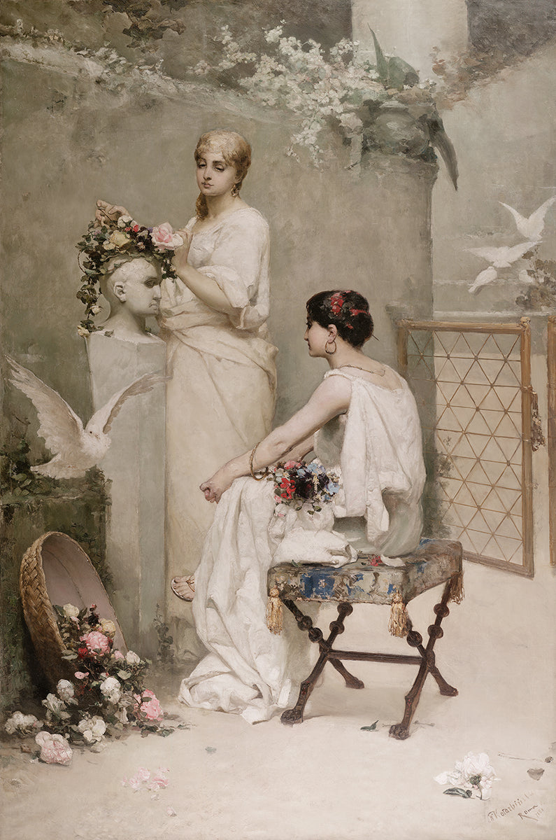Crowning the Poet, vintage artwork by Wilhelm Kotarbinski, 12x8" (A4) Poster
