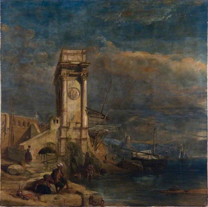 The Port of Ancona, Italy, vintage artwork by Clarkson Frederick Stanfield, A3 (16x12") Poster Print