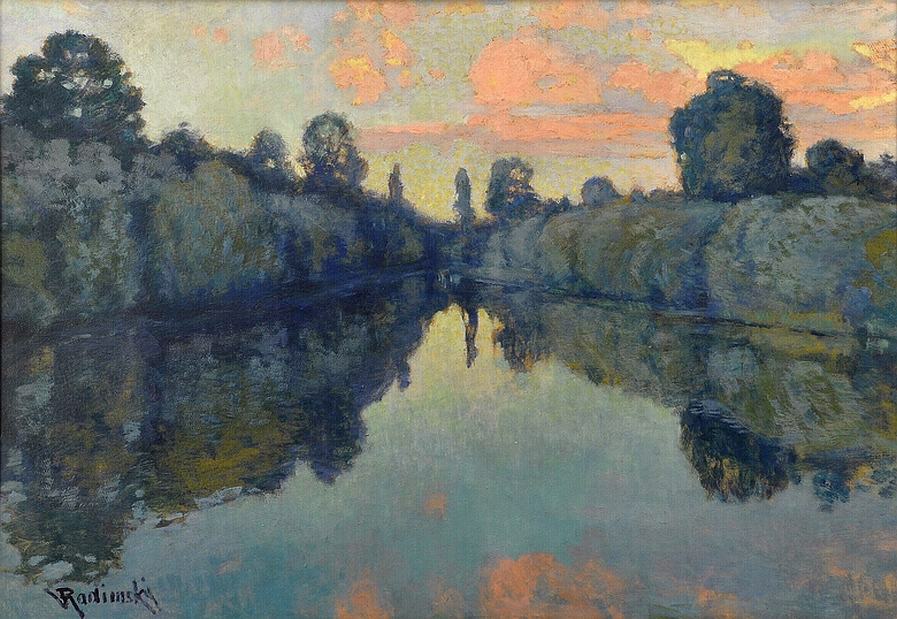 On the River, vintage artwork by Václav Radimský, 12x8" (A4) Poster