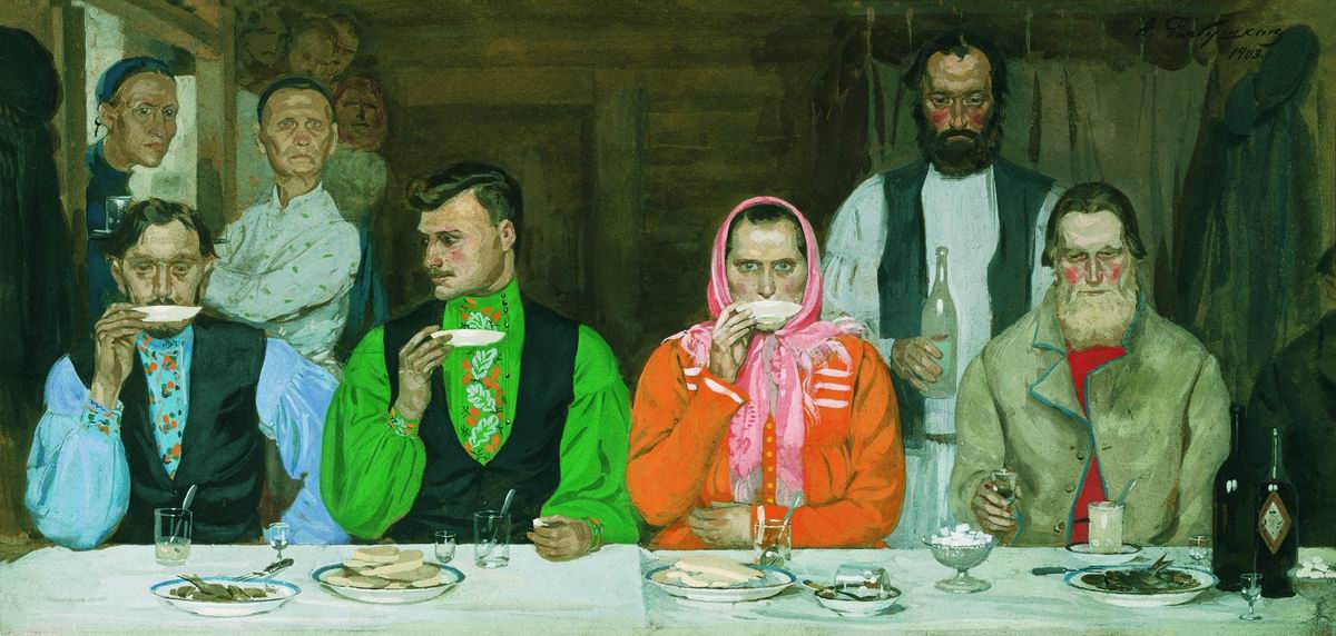 The Tea Party by Andrei Petrovich Riabushkin,A3(16x12")Poster