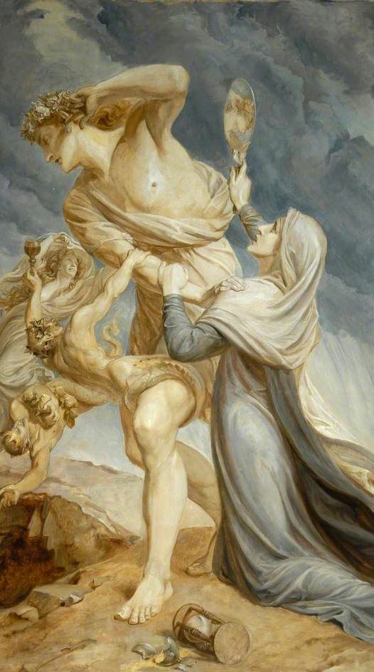 Man Repels the Appeal of Conscience, vintage artwork by Frederick James Shields, 12x8" (A4) Poster