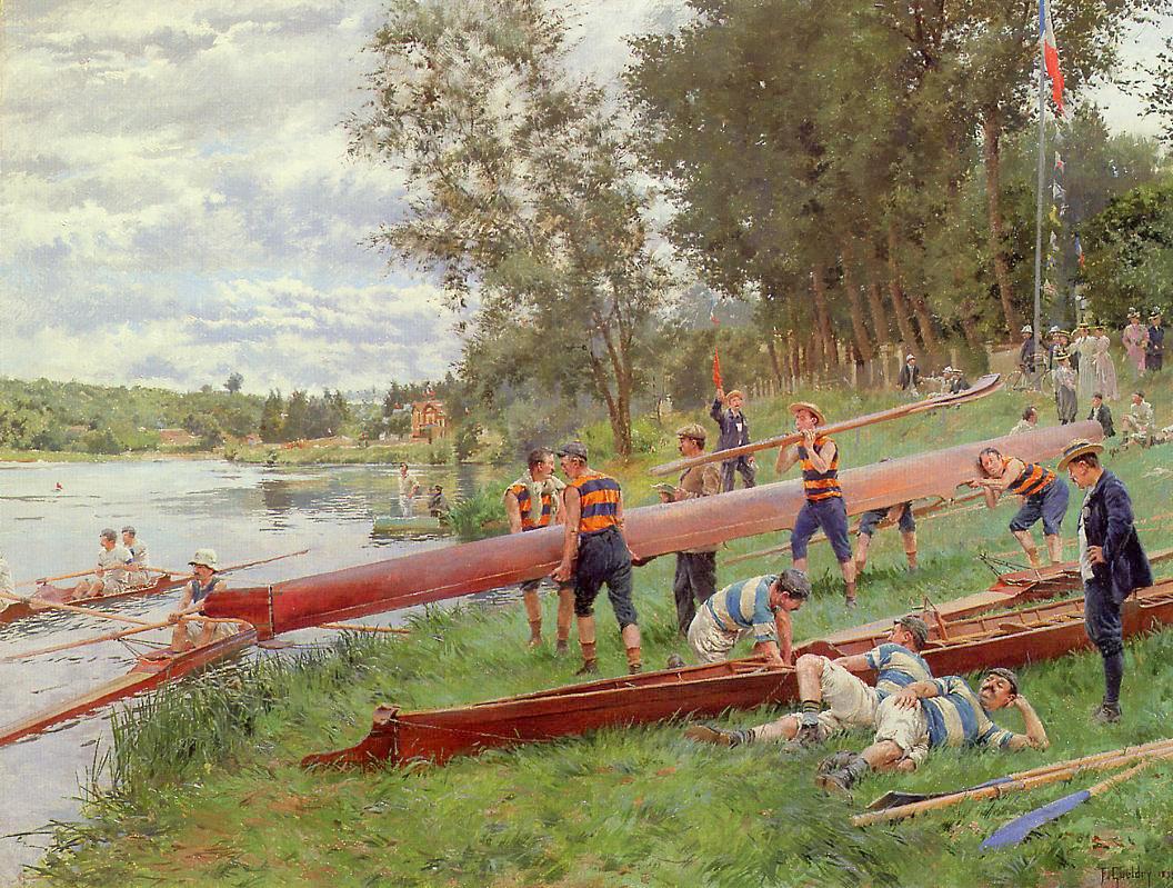 Banks of the Marne, vintage artwork by Ferdinand-Joseph Gueldry, 12x8" (A4) Poster