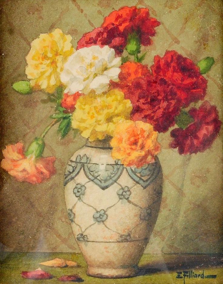Vase of Carnations by Ernest Filliard,A3(16x12")Poster
