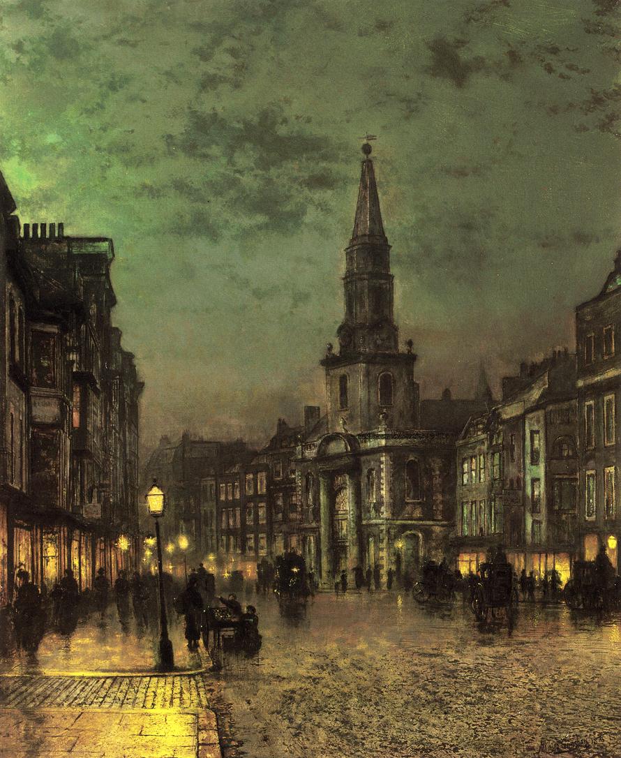 Blackman Street, Borough, London, vintage artwork by John Atkinson Grimshaw, 12x8" (A4) Poster